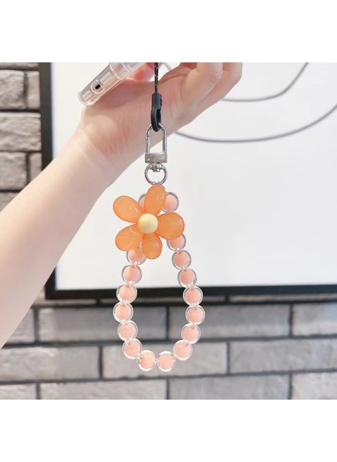 Generic - Fresh Beaded Flower Bracelet DIY Wrist Strap Universal Headphone Bag Mobile Phone Case Candy Color Handheld Chain Accessories-Specifications Support Image Upload:Glacier Blue - Image 1