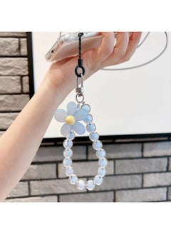 Fresh Beaded Flower Bracelet DIY Wrist Strap Universal Headphone Bag Mobile Phone Case Candy Color Handheld Chain Accessories-Specifications Support Image Upload:Glacier Blue