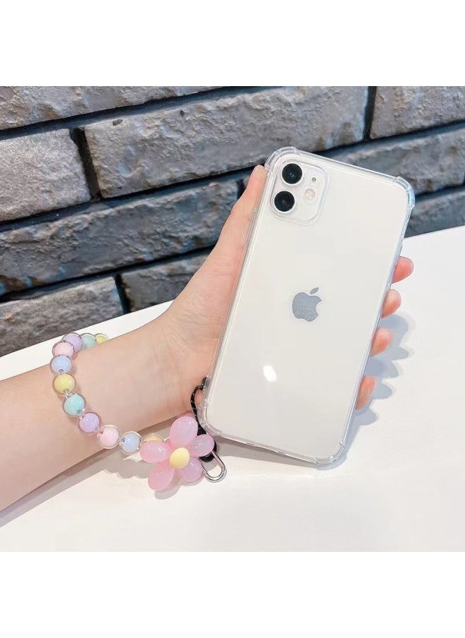 Generic - Fresh Beaded Flower Bracelet DIY Wrist Strap Universal Headphone Bag Mobile Phone Case Candy Color Handheld Chain Accessories-Specifications Support Image Upload:Glacier Blue - Image 1