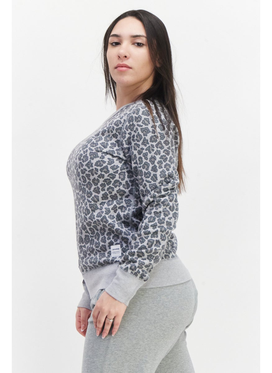 CONVERSE Women Sportswear Fit Outdoor Sweatshirt, Grey  - Image 4