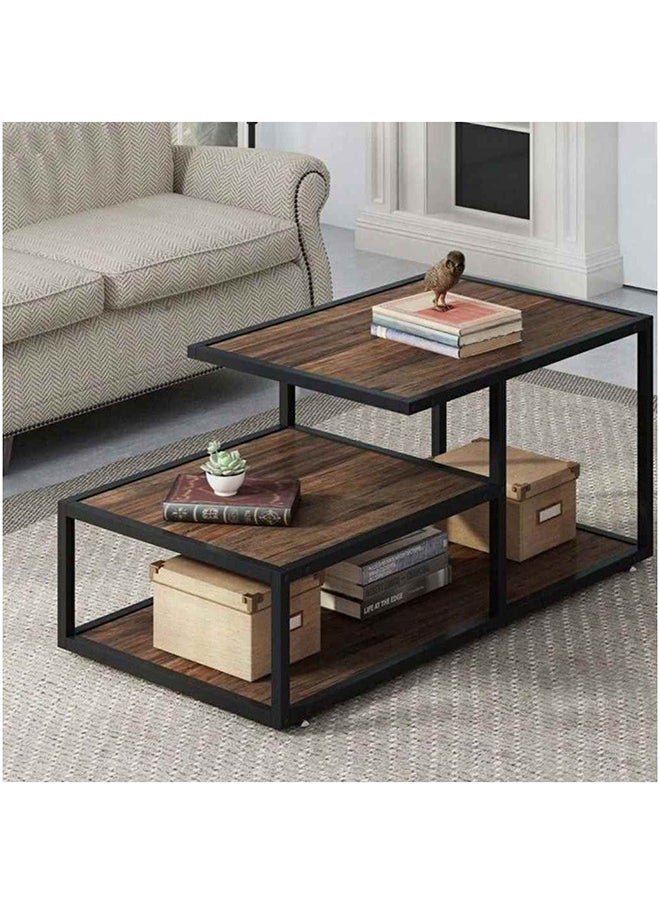 Homzmart Swedish Wood And Linen L-Shape Sofa And Metal And Mdf Wood Coffee Table - Multi Color  - Image 2