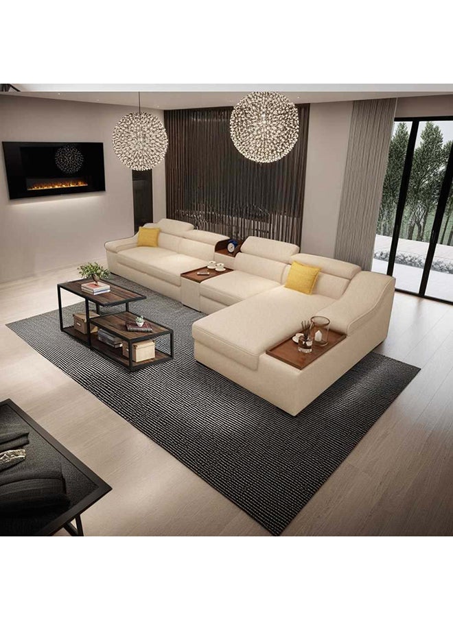 Homzmart Swedish Wood And Linen L-Shape Sofa And Metal And Mdf Wood Coffee Table - Multi Color  - Image 5