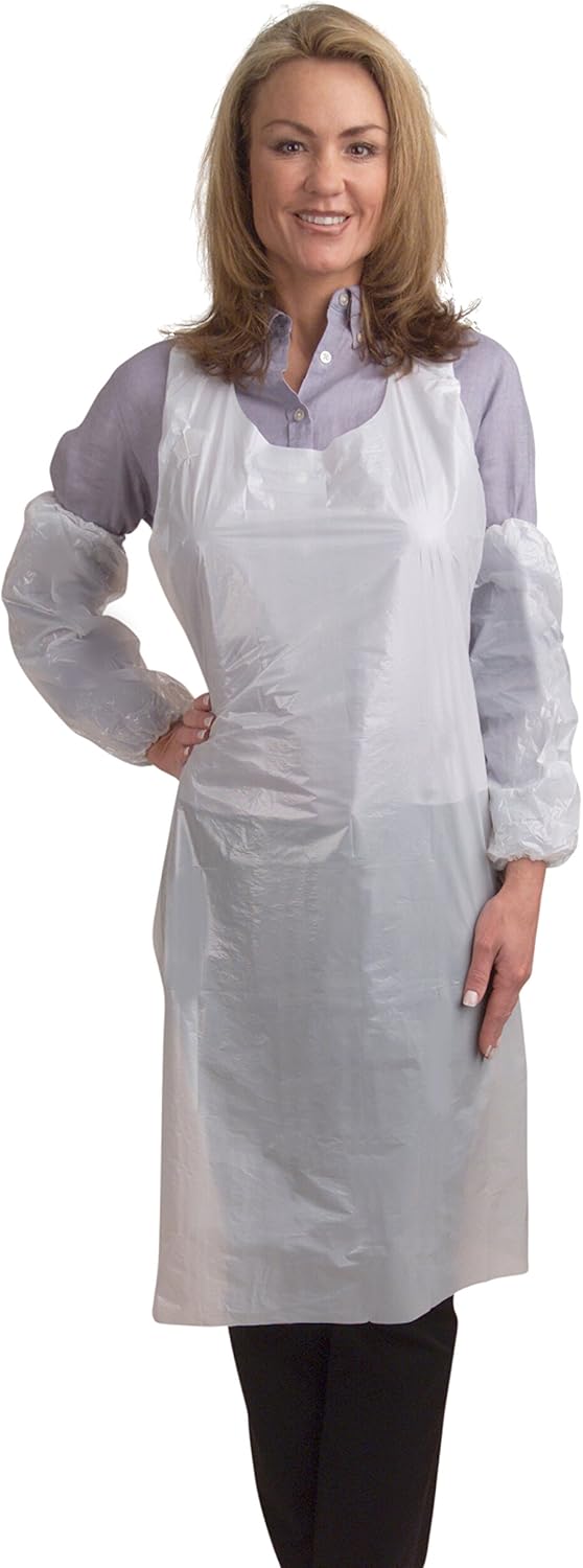 Cordova PA1000 125 MIL White Polyethylene Apron Embossed 28 X 46 1000Pack