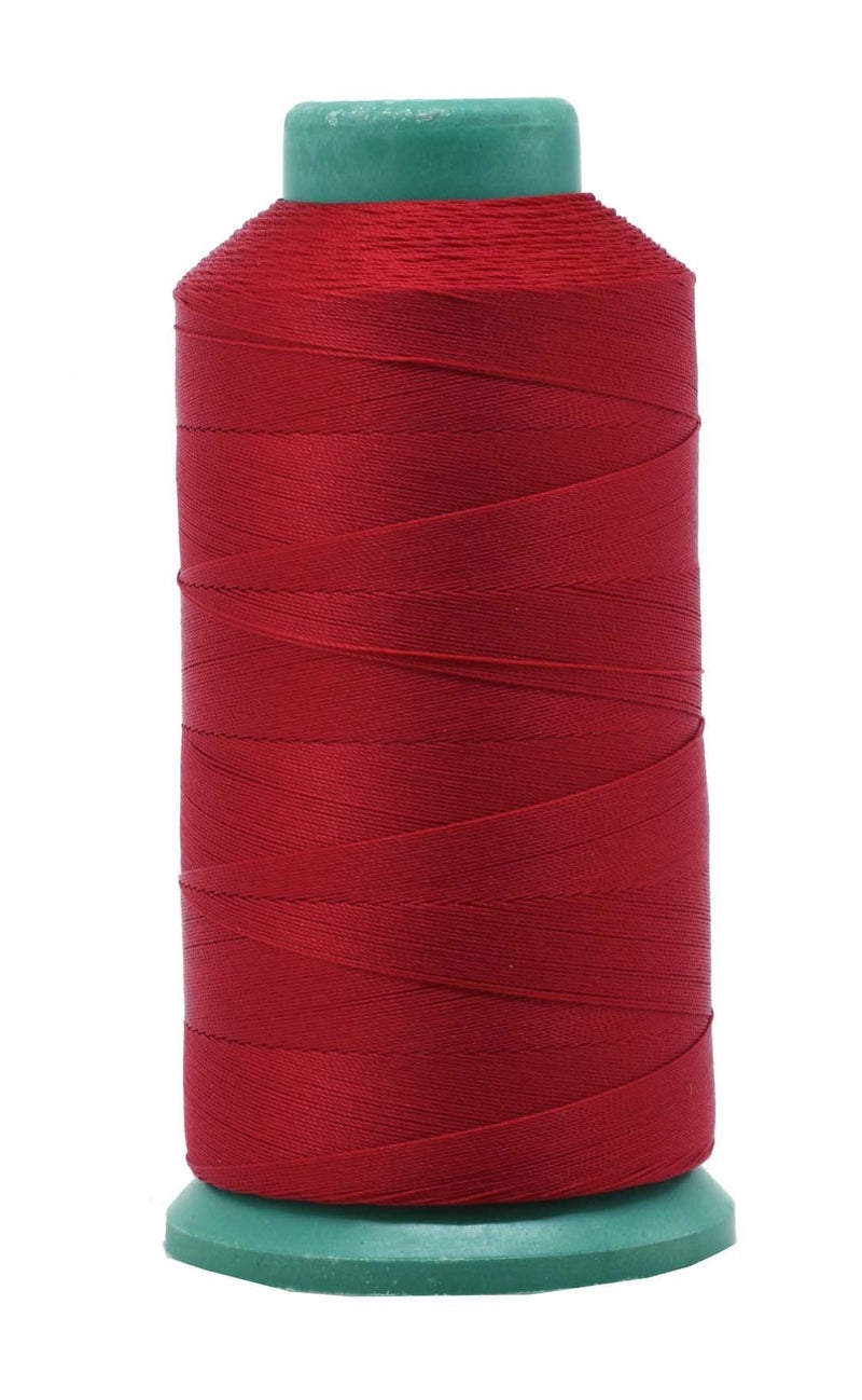 Mandala Crafts Bonded Nylon Thread Red Heavy Duty Sewing Threads - 1500 YDs Size 69 210D T70 Tex 70 Thread for Leather Jeans Weaving Outdoor Marine Upholstery Threads - Image 1