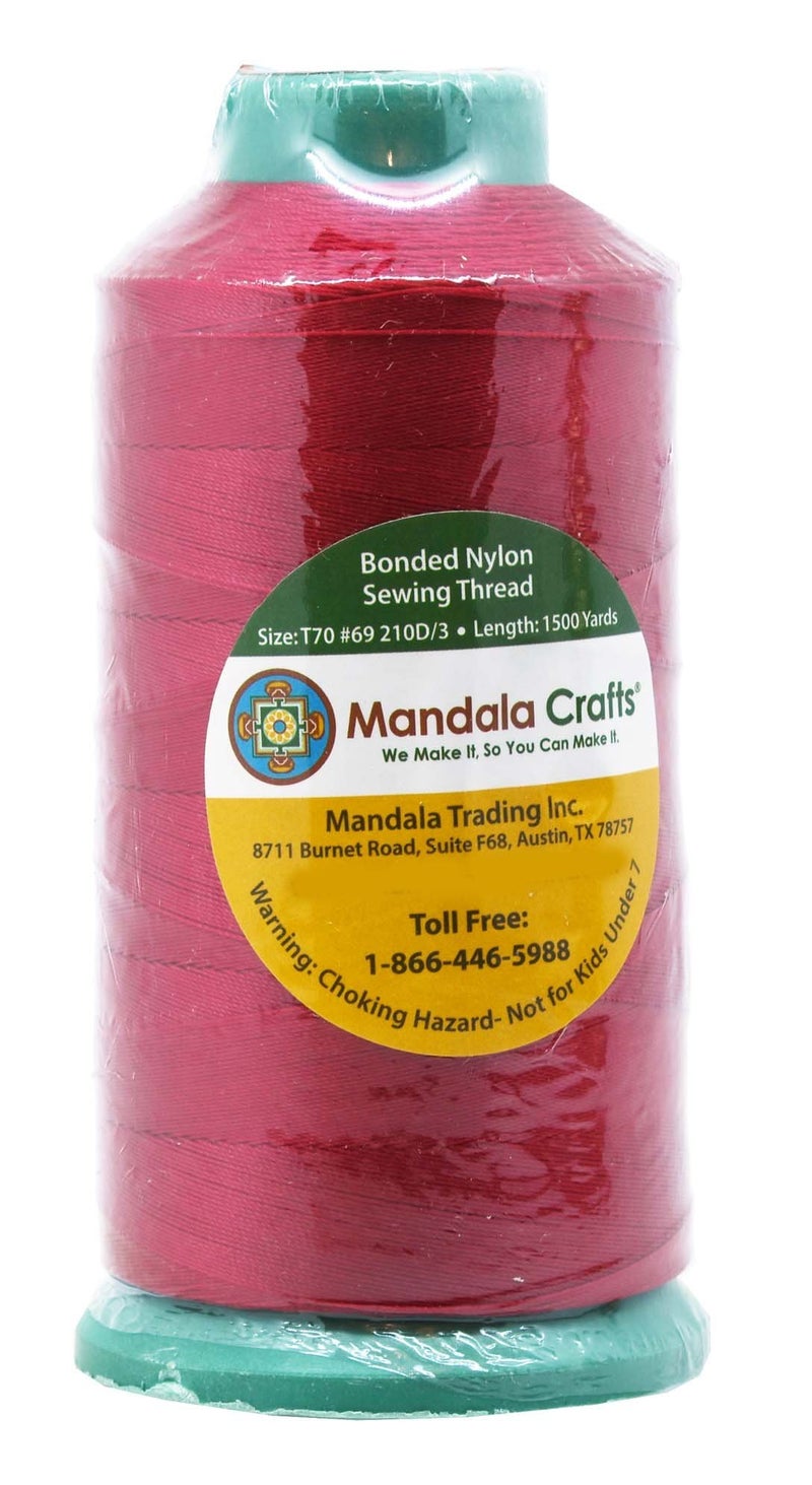 Mandala Crafts Bonded Nylon Thread Red Heavy Duty Sewing Threads - 1500 YDs Size 69 210D T70 Tex 70 Thread for Leather Jeans Weaving Outdoor Marine Upholstery Threads - Image 2