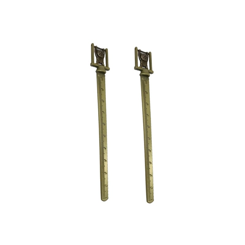 QIPS 2-in-1 Vintage Metal Ruler and Bookmark – Elegant Bronze 10 cm Ruler with Bookmark Function, Ideal Gift for Reading Enthusiasts and Teachers (Set of 2) - Image 1