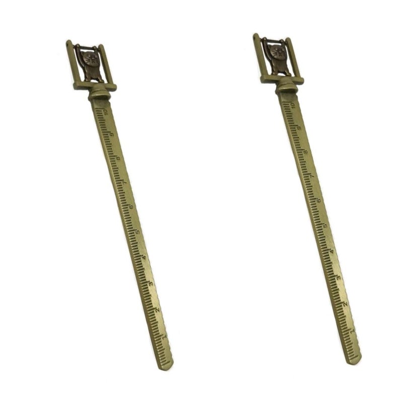 QIPS 2-in-1 Vintage Metal Ruler and Bookmark – Elegant Bronze 10 cm Ruler with Bookmark Function, Ideal Gift for Reading Enthusiasts and Teachers (Set of 2) - Image 3