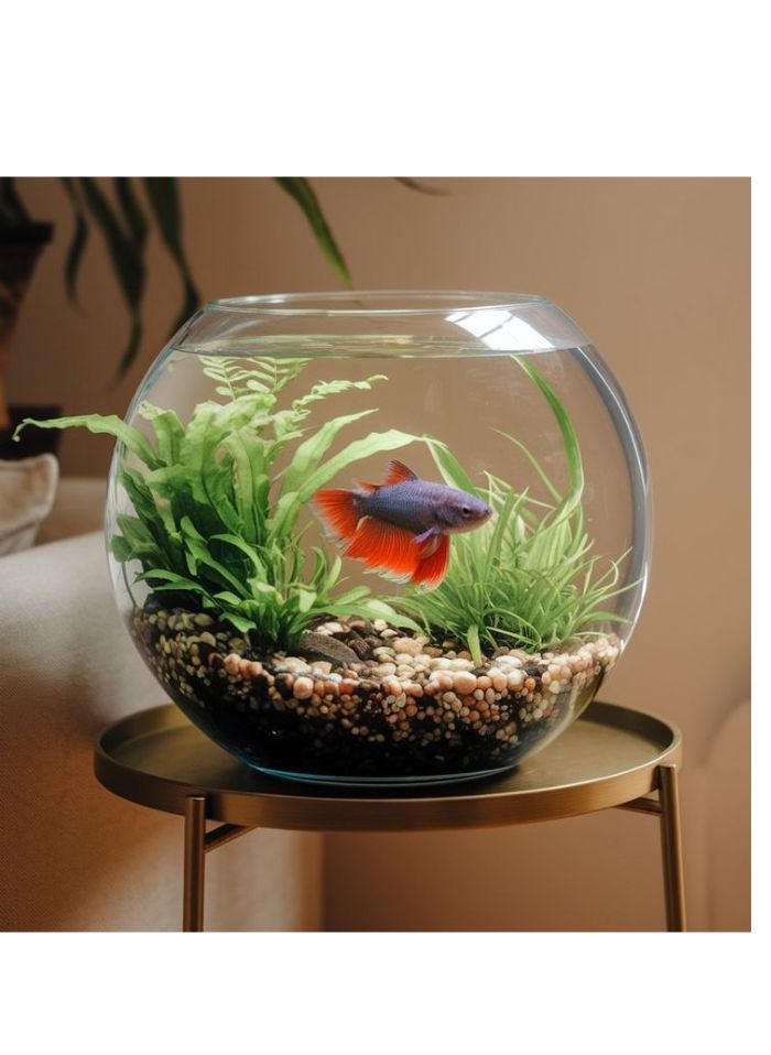 vsell24 Crystal Clear Round Glass Fish Bowl – [16 inches] | Elegant Aquarium Vase for Betta Fish, Plants, Terrariums & Home Decor - Image 3