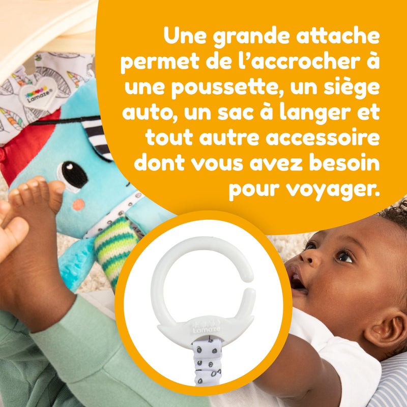 Lamaze Clip On Car Seat and Stroller Toy - Captain Calamari - Crinkle Car Seat Toys and Stroller Toys - Sensory Toys for Babies - Travel Toys for Car - Infant Toys Ages 0 Months and Up - Image 4