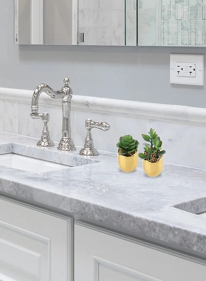 Briful Small Artificial Succulents in Pots Set of 2 Realistic Faux Succulents Plants with Gold Ceramic Pots Cute Mini Fake Plants Decor for Modern Home Table Office Desk Bathroom Shelf Decoration - Image 5