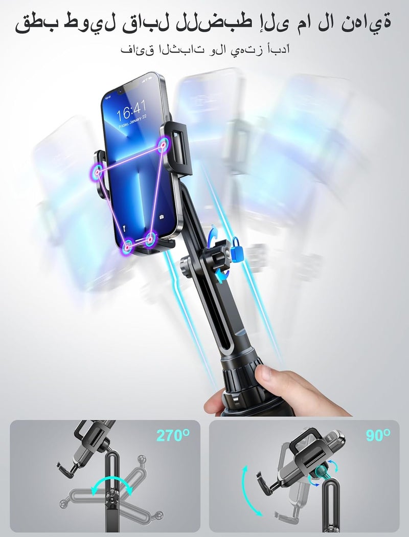 TOPGO Cup Holder Phone Mount, [No Shaking & Height-Adjustable Pole] Cup Phone Holder for Car, Cell Phone Cradle for iPhone iPhone14 and More Smart Phone(Black) - Image 4