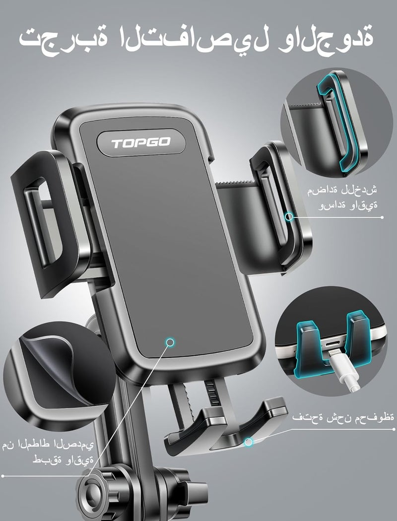 TOPGO Cup Holder Phone Mount, [No Shaking & Height-Adjustable Pole] Cup Phone Holder for Car, Cell Phone Cradle for iPhone iPhone14 and More Smart Phone(Black) - Image 3