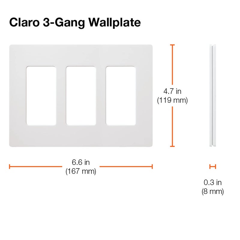 Lutron Claro 3 Gang Decorator/Rocker Wallplate, Satin, Biscuit (1-Pack) | SC-3-BI - Image 4