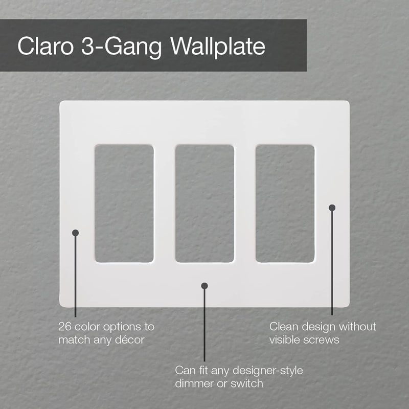 Lutron Claro 3 Gang Decorator/Rocker Wallplate, Satin, Biscuit (1-Pack) | SC-3-BI - Image 3