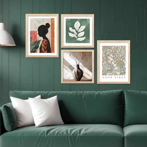 Kotart Modern Art Paintings for Living Room | Painting for Wall Decoration | Wall Poster With frames | Paintings For Home Decoration | Framed Wall Painting for Home Room Bedroom Office Wall Décor | Set Of 4 (Art 5, (10x13 or 10x10 inch), Framed) - Image 1