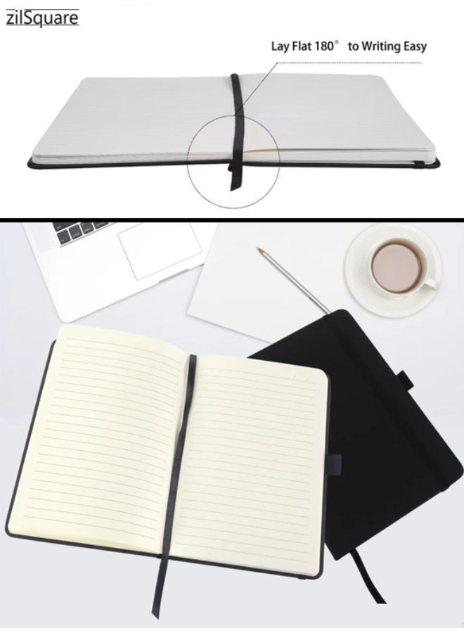 زيل سكوير دفتر يوميات فاخر مبطن بحجم A5 - دفتر كتابة تنفيذي من الجلد الصناعي بغلاف مقوى 5.5 × 8.3 بوصة مع شريط مطاطي وعلامة مرجعية - يوميات كلاسيكية مسطرة للمكتب والمدرسة والأعمال - Image 5