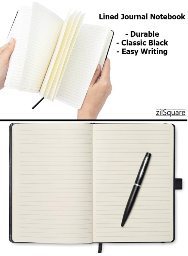 زيل سكوير دفتر يوميات فاخر مبطن بحجم A5 - دفتر كتابة تنفيذي من الجلد الصناعي بغلاف مقوى 5.5 × 8.3 بوصة مع شريط مطاطي وعلامة مرجعية - يوميات كلاسيكية مسطرة للمكتب والمدرسة والأعمال - Image 2