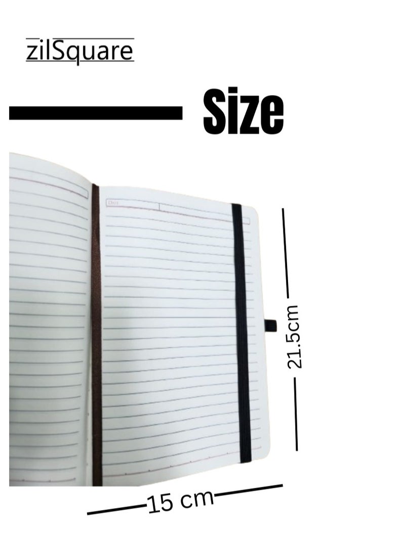 زيل سكوير دفتر يوميات فاخر مبطن بحجم A5 - دفتر كتابة تنفيذي من الجلد الصناعي بغلاف مقوى 5.5 × 8.3 بوصة مع شريط مطاطي وعلامة مرجعية - يوميات كلاسيكية مسطرة للمكتب والمدرسة والأعمال - Image 4