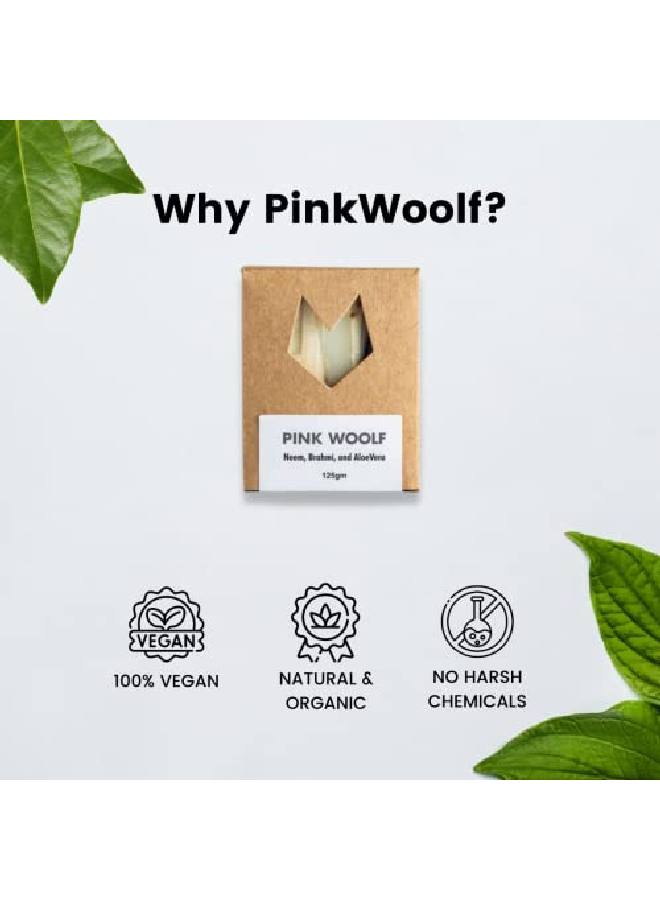 PINK WOOLF Bath Soaps Combo Set Of 3 Organic Soaps Neem Brahmi And Aloevera All Skin Types For Dull Damaged And Hyperpigmented Skin Each Soap Is 125 G - Image 3