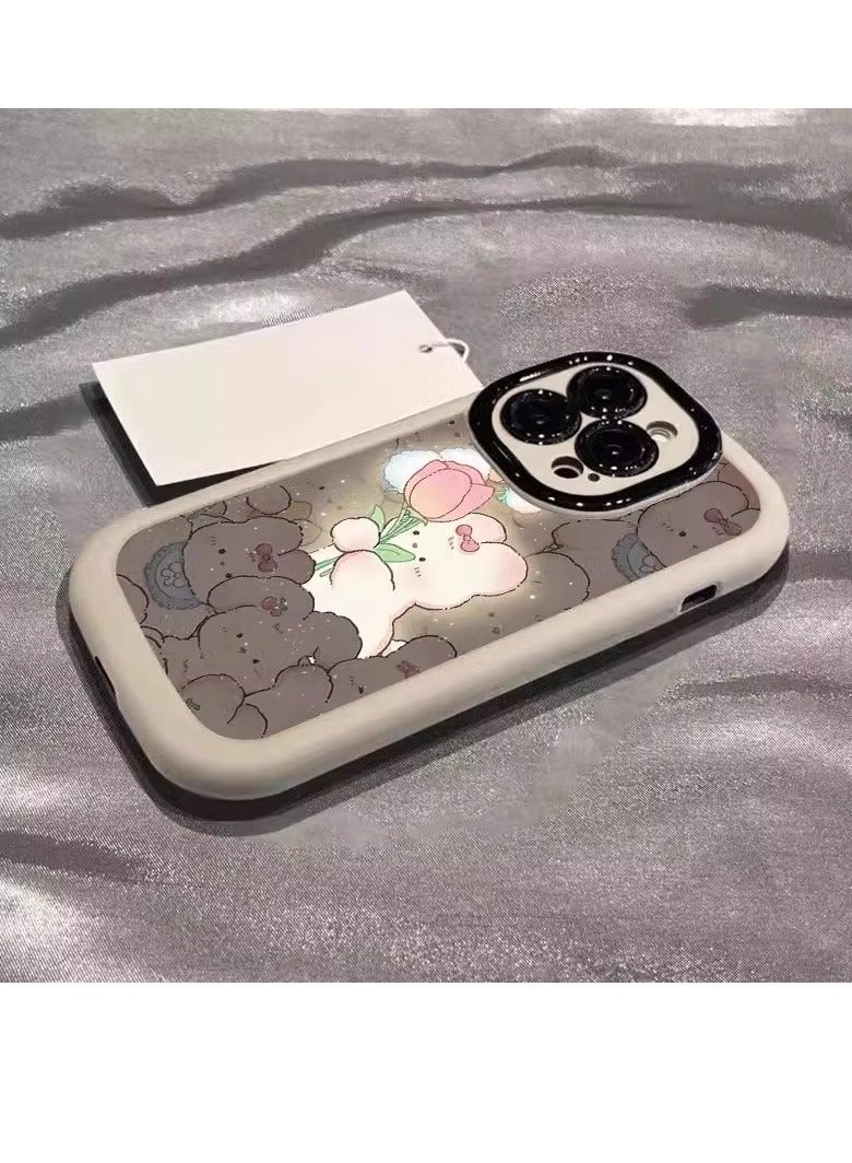 NIBEMINENT Cartoon Rabbit Protective TPU Case Cover For iPhone 16 Plus, White