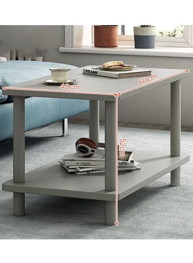 زي سي إم - هابي طاولة قهوة مربعة بسيطة من طبقتين لغرفة النوم وغرفة المعيشة باللون الرمادي - Image 1