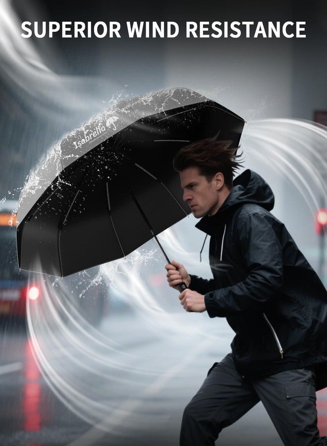 ISABRELLA Umbrella for Women - 10-Rib Folding Umbrella with UV Protection, Black Coating, Wind & Rain Resistant, Safe Close Design, Durable, Lightweight, and Compact for Travel (GREY) - Image 5