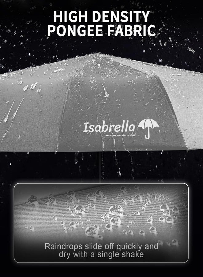 ISABRELLA Umbrella for Women - 10-Rib Folding Umbrella with UV Protection, Black Coating, Wind & Rain Resistant, Safe Close Design, Durable, Lightweight, and Compact for Travel (GREY) - Image 3