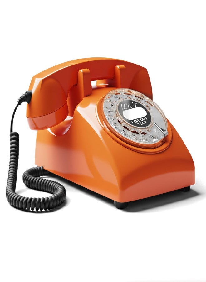Opis Technology The Original 60s Cable from Germany: 1960s-1970s Phone/Rotary Phone/Retro Phone/Old School Phone/Rotary Dial Phone/Telefonos Retro/Vintage Corded Telephone (Orange) - Image 1