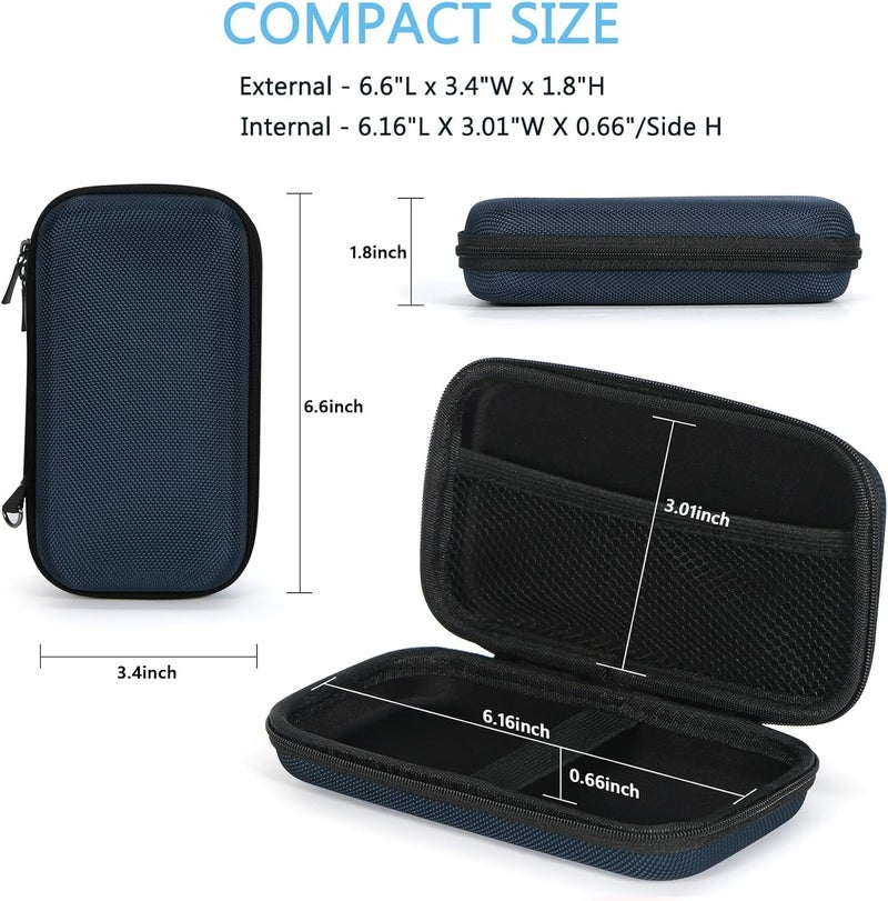 GLCON Hard EVA Protective Case - Portable Storage Case for Charging Cable, Power Bank, Hard Drive, Cell Phone, External Battery - Small Travel Case Mesh Inner Pocket + Zipper Enclosure (Grey Blue) - Image 3