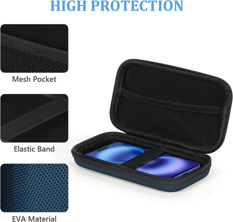 GLCON Hard EVA Protective Case - Portable Storage Case for Charging Cable, Power Bank, Hard Drive, Cell Phone, External Battery - Small Travel Case Mesh Inner Pocket + Zipper Enclosure (Grey Blue) - Image 4