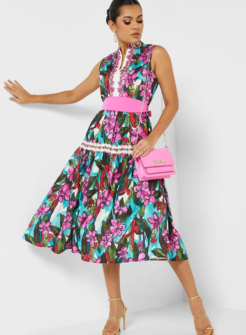 Femi9 Cut Out Floral Print Dress