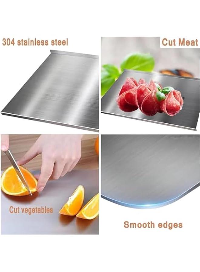 تراسل لوح تقطيع احمر الشفاه من تراسل، لوح تقطيع من الستانلس ستيل 304 للمطبخ، لوح معجنات على شكل حرف L، لوح تقطيع معدني من الستانلس ستيل (40 × 50 سم) - Image 2
