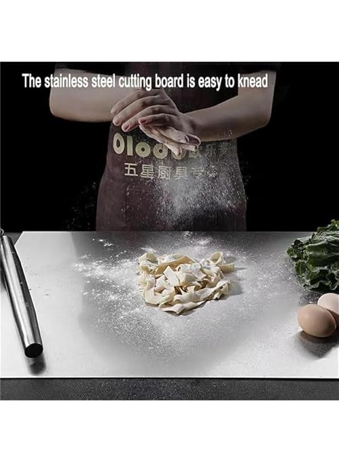 تراسل لوح تقطيع احمر الشفاه من تراسل، لوح تقطيع من الستانلس ستيل 304 للمطبخ، لوح معجنات على شكل حرف L، لوح تقطيع معدني من الستانلس ستيل (40 × 50 سم) - Image 4