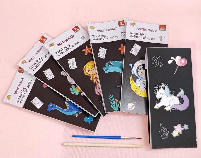 Tera13 TERA 13 Color Magic Book for Kids, Activity Books for Children, DIY Return Gifts for Kids Birthday, Return Gift Pocket Painting Books for Kids Birthday, Scratch Book for Kids (Pack of 8) - Image 2