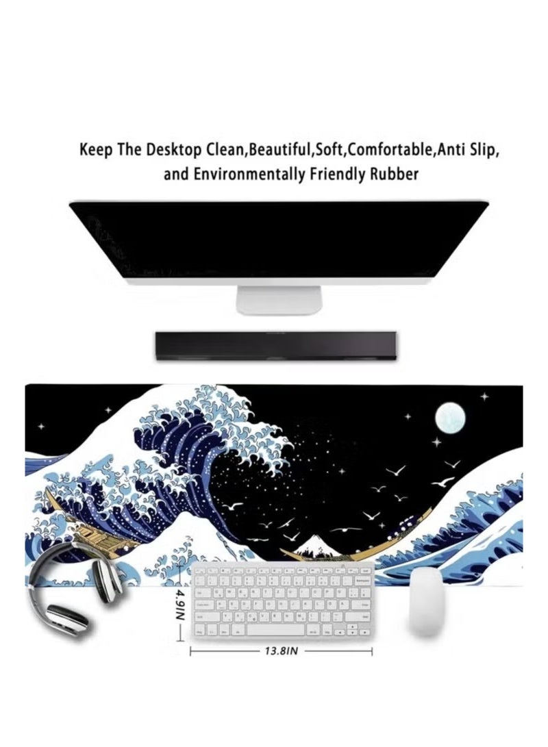 Beauenty Large wave pattern XXL mouse pad 900*400*3mm laptop game pad desk pad - Image 2