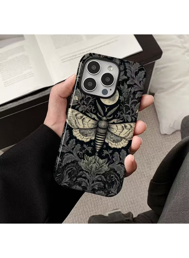 Temu A stylish two-in-one phone case featuring butterfly, moon, and flower designs. This durable, shock-resistant case provides elegant protection for your iPhone and makes a trendy and creative gift idea. Compatible with iPhone 15 Pro Max. - Image 1
