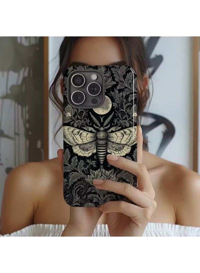 Temu A stylish two-in-one phone case featuring butterfly, moon, and flower designs. This durable, shock-resistant case provides elegant protection for your iPhone and makes a trendy and creative gift idea. Compatible with iPhone 15 Pro Max. - Image 2