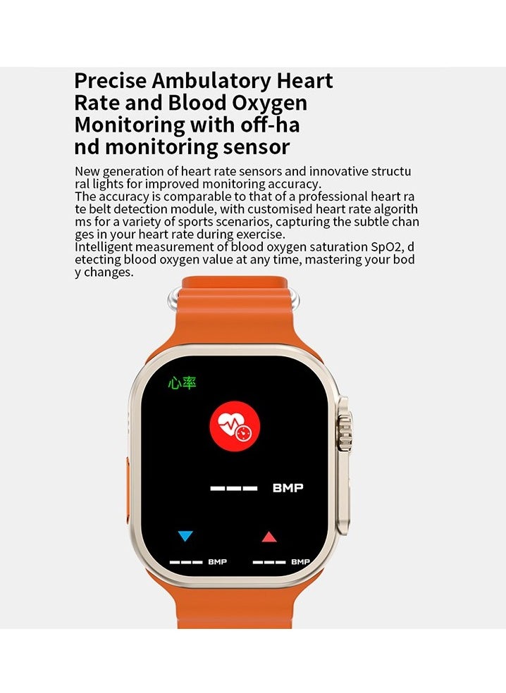AROAQ - X11 Ultra 2 GS Smart Watch, 2.1" Large Display Voice Assistance Smart Watch, 150mah Battery Bluetooth Smart Watch With Multi Sports Mode, Wireless Charging Full Touch Wrist Watch, (Orange) - Image 1