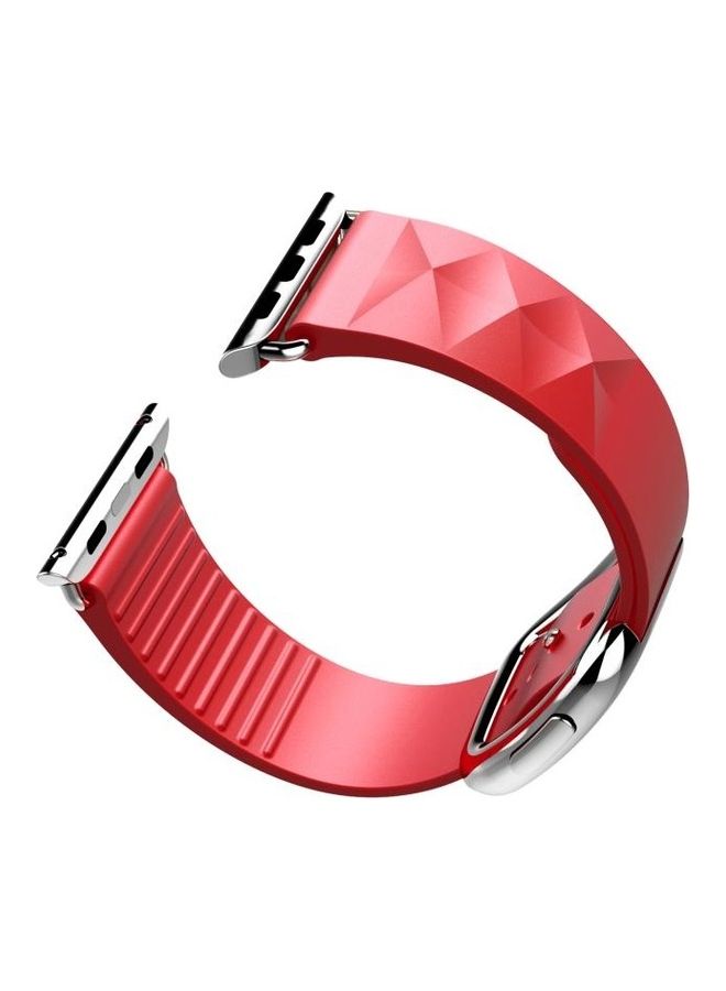 NIBEMINENT Modern Style Silicone Replacement Strap Watchband For Apple Watch Series 7/6/5/4/3/2/1/SE 41/40/38mm Red - Image 3