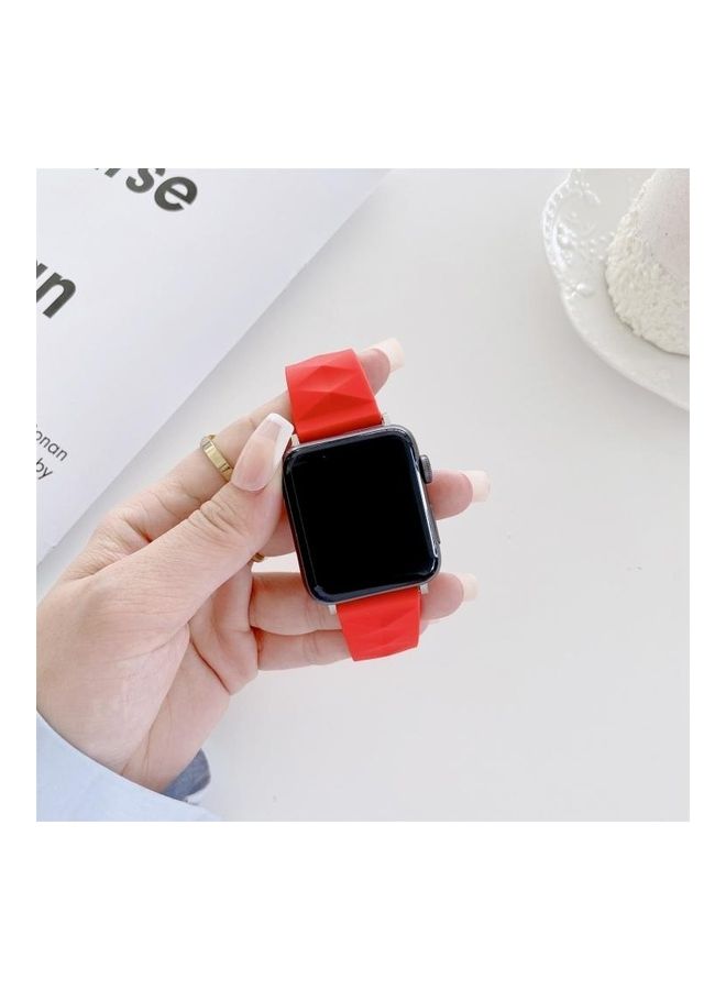 NIBEMINENT Modern Style Silicone Replacement Strap Watchband For Apple Watch Series 7/6/5/4/3/2/1/SE 41/40/38mm Red - Image 4