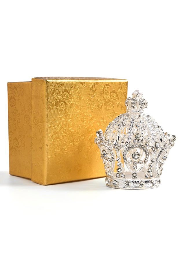 SEVENBEES Hinged Silver Crown Trinket Box, Collectible, Rhinestone-Adorned, Jeweled Enamel, Decorative Jewelry and Ring Holder Box - Image 4