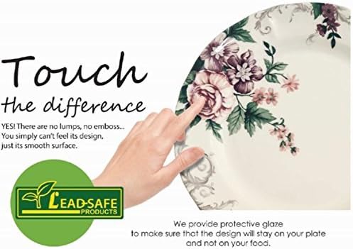 TUDOR ENGLAND Tudor Royal 12Piece Round Porcelain Dinnerware Set Service for 6 RosemarySummer Flowers Plates Bowls Dishes Glossy Premium Quality Dish Set Unique Pattern - Image 4