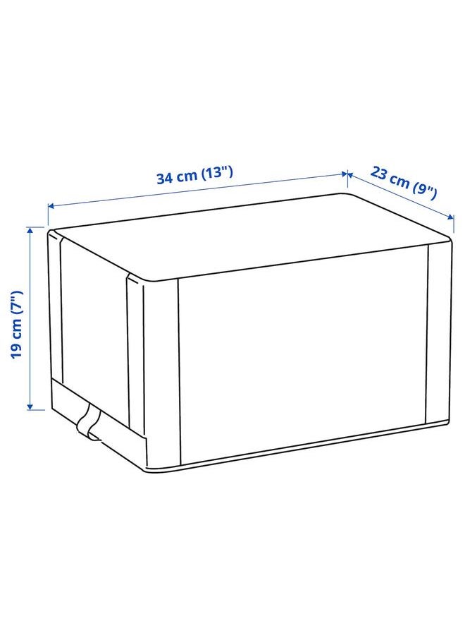 جرين تايجر - صندوق أحذية، قماش مخطط/أبيض/رمادي، 23x34x19 سم - Image 1