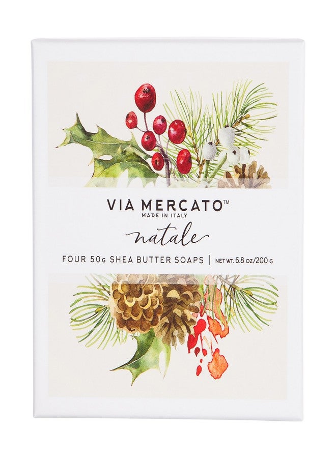 Via Mercato Natale Shea Butter Soap Boutique Luxury Gift Box (Set of 4, 50g Each) - Natale - Image 1