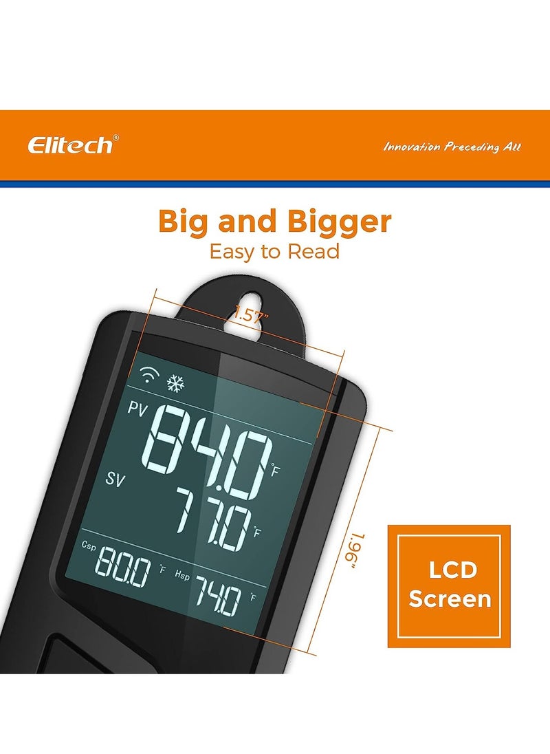 Elitech Elitech STC-1000WiFi Pro TH Temperature and Humidity Controller T&H Cooling Heating Switch On-Off Thermostat for Heat Pad Reptile Aquarium Homebrew Freezer -40~230°F Pre-Wired Outlets 110V 1100W 10A  - Image 2