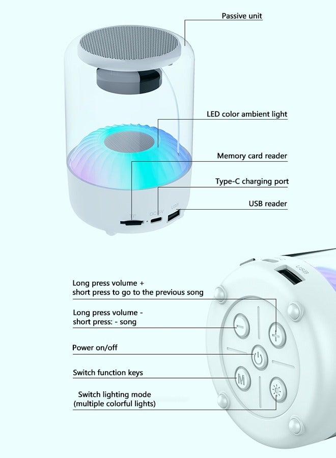 جولدن روز مكبر صوت بلوتوث مع ضوء ليلي بمصباح LED، مكبر صوت لاسلكي متغير اللون هدية لتزيين غرفة النوم/هدايا الفتيات المراهقات - Image 2