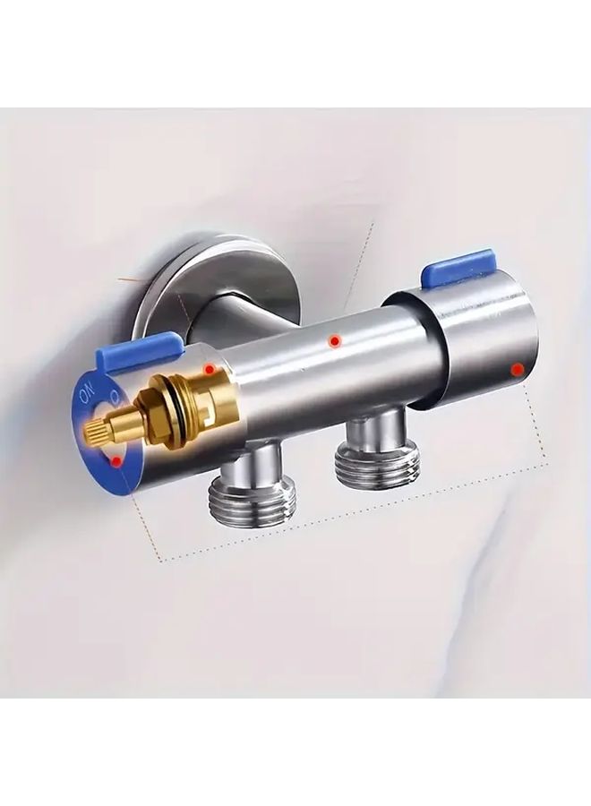 304 Stainless Steel Triple Valve Dual Control Three Way Switch For Laundry Water Faucet - Image 2