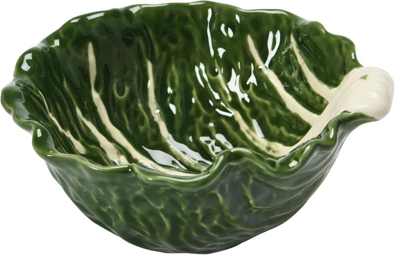 Creative CoOp HandPainted Cabbage Shaped Stoneware Set of 4 Bowl Green 4 - Image 4