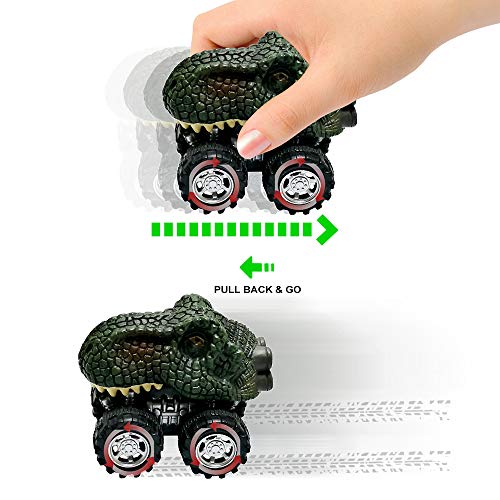 DINOBROS Dinosaur Toy Pull Back Cars 6 Pack Dinosaur Boy Toys Age 3,4,5,6,7 Dino T-Rex Games - Image 5