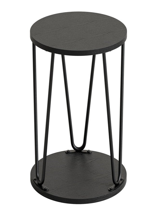 Masupu Round Wooden Step Stool, 11.8 inch Small Plant Stool, Non-Slip Step Stool, Single Plant Stand Indoor, Sturdy Foot Stool for Kitchen, Bathroom, Bedroom(Black) - Image 1